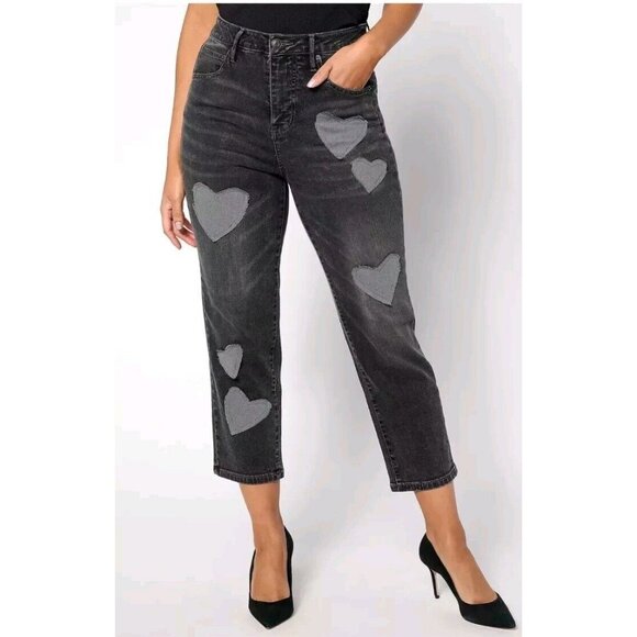 Studio Park Pants - Studio Park x Amy Stran Petite Patch of My Heart Jean Black Wash,Reg 14